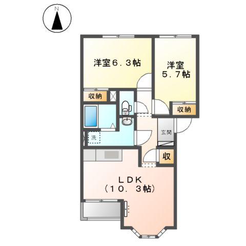 プランドール小池原(2LDK/2階)の間取り写真