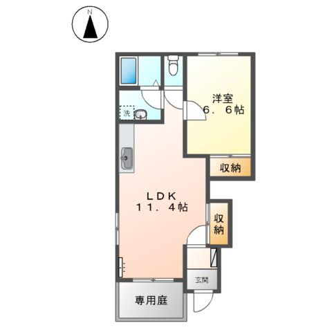 スターテラス 小池原(1LDK/1階)の間取り写真