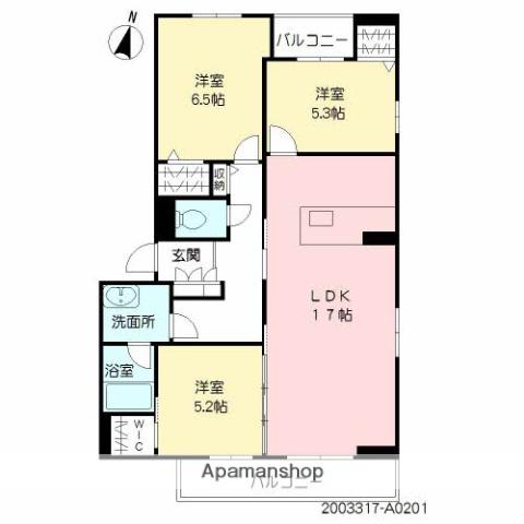 MSスクエア南春日(3LDK/2階)の間取り写真