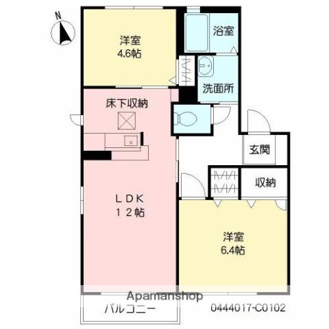 グランシャリオ(2LDK/1階)の間取り写真