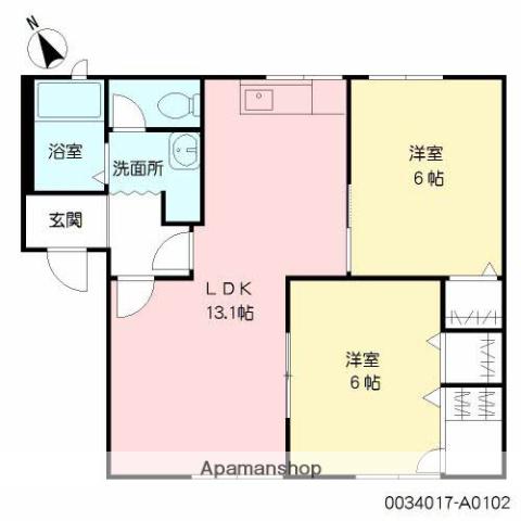 タウンコート A(2LDK/1階)の間取り写真