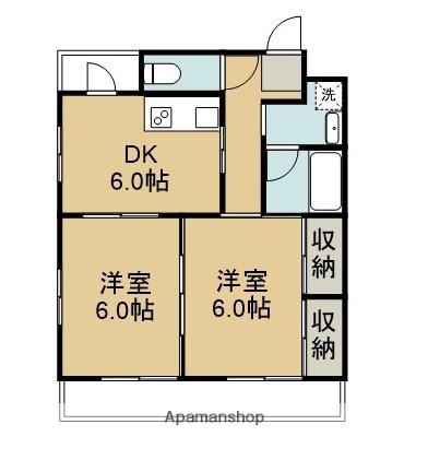 ダイヤモンド萩原(2DK/3階)の間取り写真