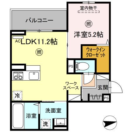 PREMILIFE都町18(1LDK/3階)の間取り写真
