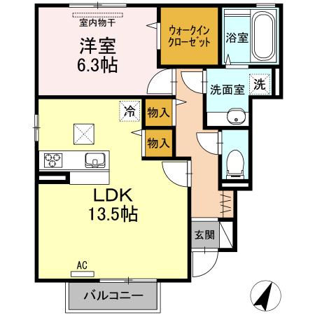 セントセシリア(1LDK/1階)の間取り写真