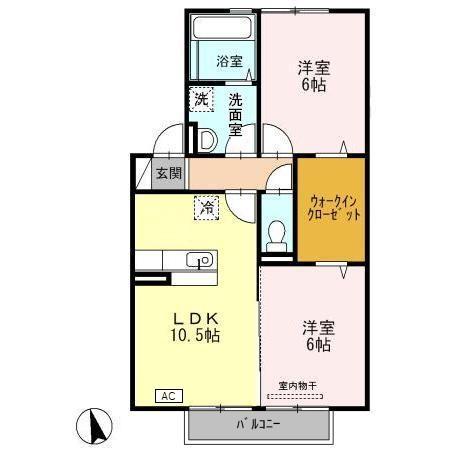 エクレール美濃屋D(2LDK/2階)の間取り写真
