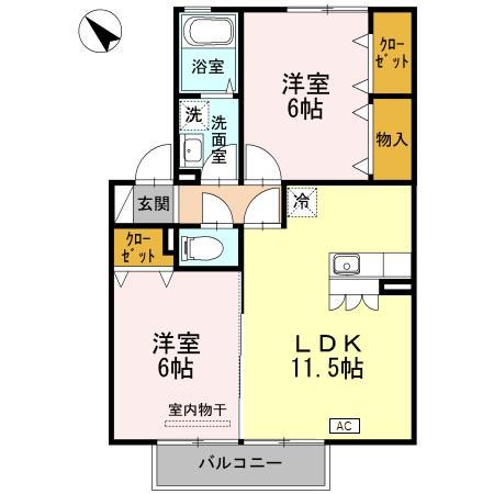 コルシェーヌ(2LDK/2階)の間取り写真