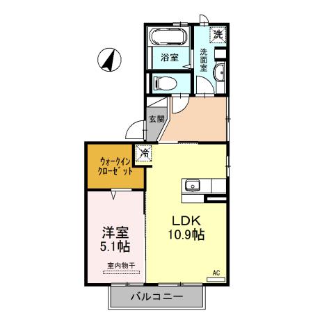 メイユール下郡Ⅱ(1LDK/2階)の間取り写真