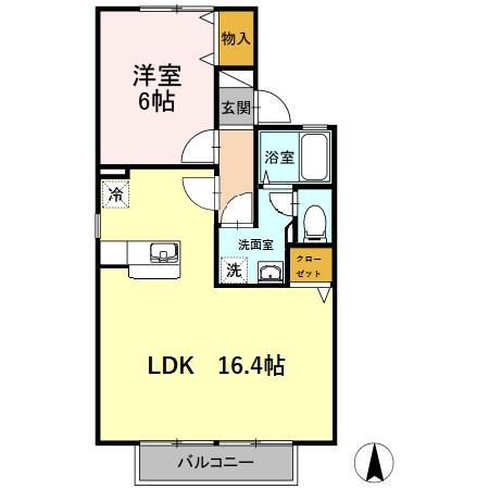 セジュールたさきA・B A(1LDK/1階)の間取り写真