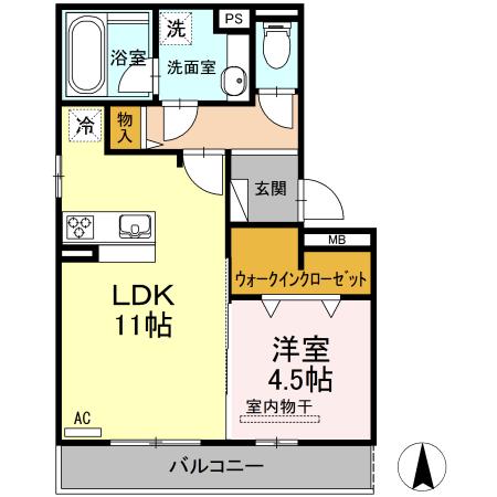 クライス(1LDK/3階)の間取り写真