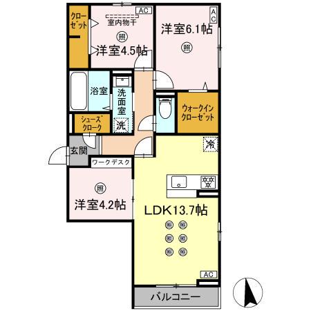 ティアラA(3LDK/3階)の間取り写真