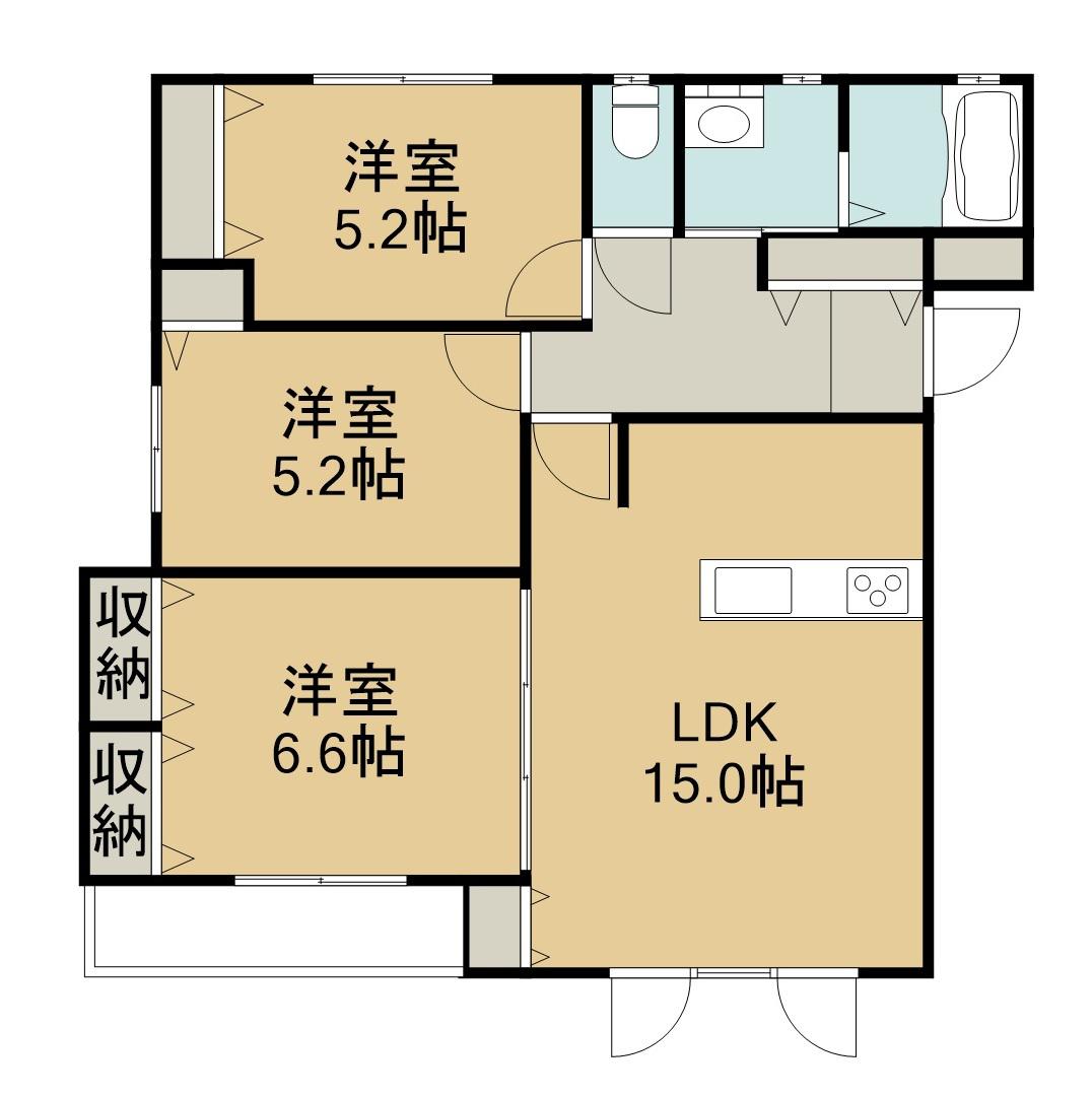 JB錦町BROCADE(3LDK/3階)の間取り写真