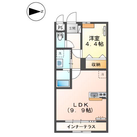 ビリーブハナゾノ(1LDK/1階)の間取り写真