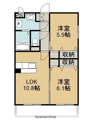 BLISS小池原(2LDK/4階)の間取り写真