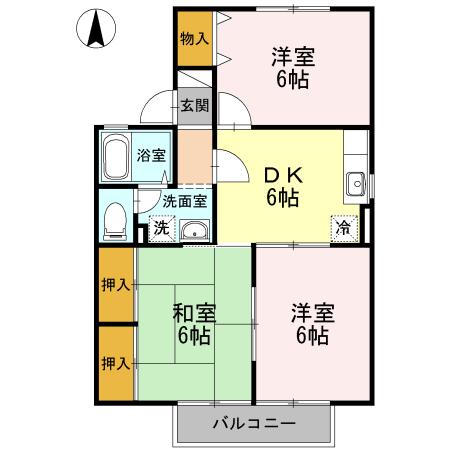 サニーハウスさとうB(3DK/1階)の間取り写真