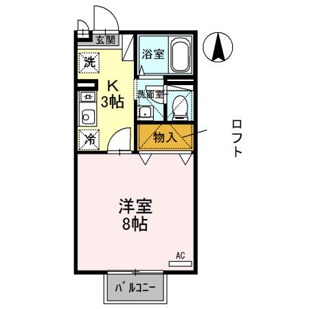 セジュールコスモI(1K/2階)の間取り写真