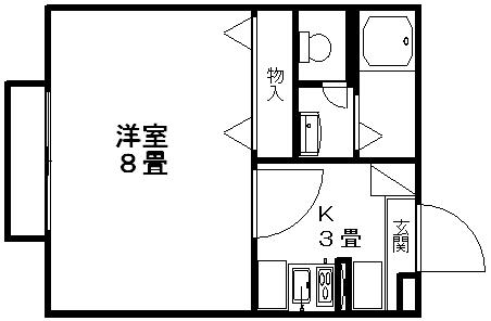 セジュールコスモ2(1K/2階)の間取り写真