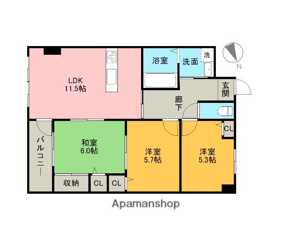レクサスYOSHIOKA(3LDK/3階)の間取り写真