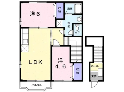 ヴィオレッテT・U-D(2LDK/2階)の間取り写真