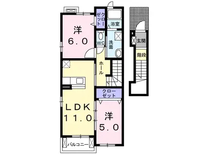 ナウエルⅣ(2LDK/2階)の間取り写真