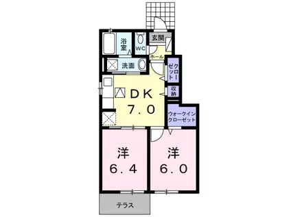 T-SQUARE V(2DK/1階)の間取り写真