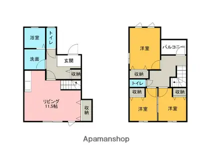 日豊本線 中津駅(大分) 徒歩40分 2階建 築8年(3LDK)の間取り写真