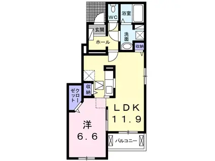 エヴァーグリーン和井田Ⅱ A(1LDK/1階)の間取り写真