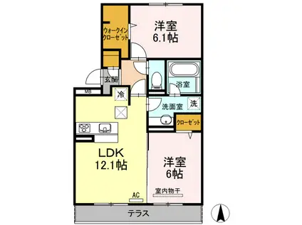 ウエストヒル(2LDK/1階)の間取り写真