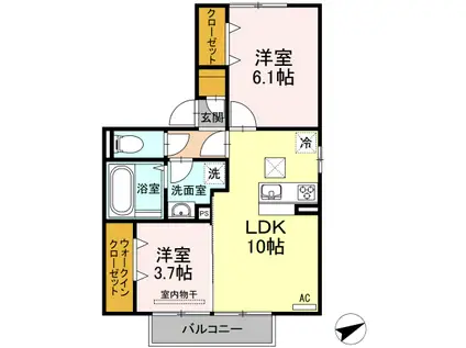 フォルトゥーナY(2LDK/1階)の間取り写真