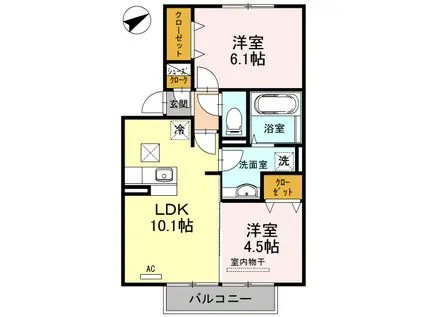 セジュール永添(2LDK/1階)の間取り写真