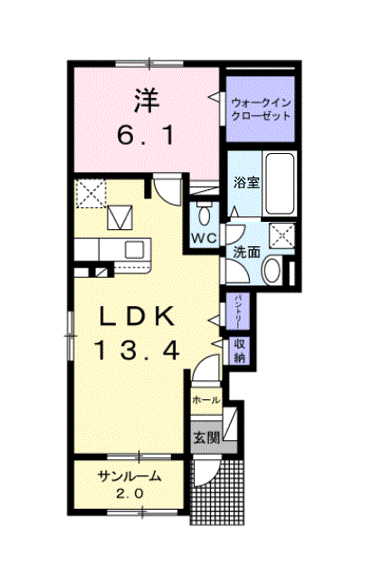レジデンス・サンリット Ⅱ(1LDK/1階)の間取り写真