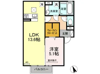 サンシャイン愛(1LDK/2階)の間取り写真