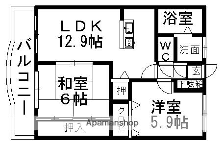 シェモア中央町Ⅳ・Ⅴ・Ⅵ(2LDK/1階)の間取り写真