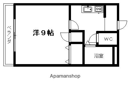 ハピネス吉富(1DK/3階)の間取り写真