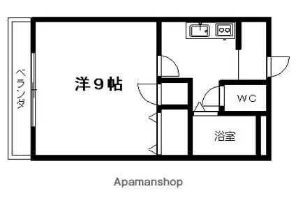 ハピネス吉富(1DK/1階)の間取り写真