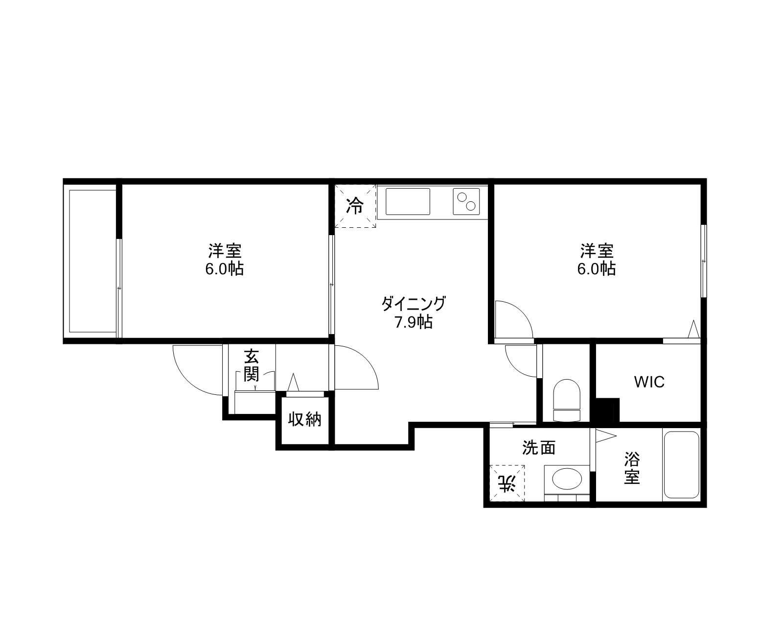 ジェルメコリーヌ(2DK/1階)の間取り写真