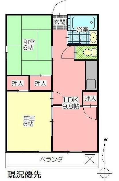 はいつたかいし(3DK/2階)の間取り写真