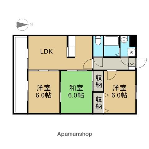 ユーミーマンション宮尾(3LDK/2階)の間取り写真