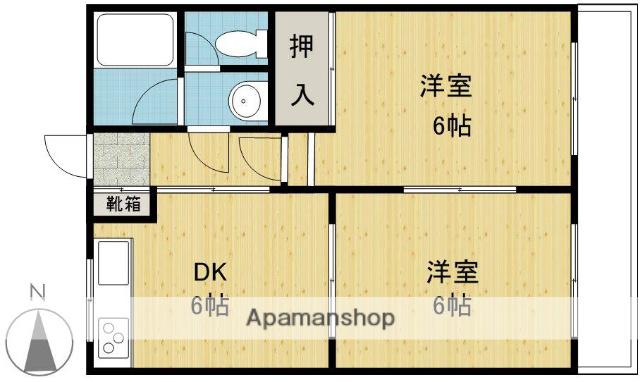 コスモハイツ亀川(2DK/1階)の間取り写真