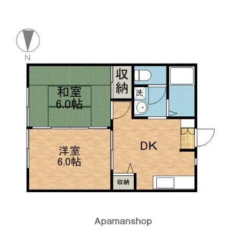 ディアス木元(2DK/1階)の間取り写真