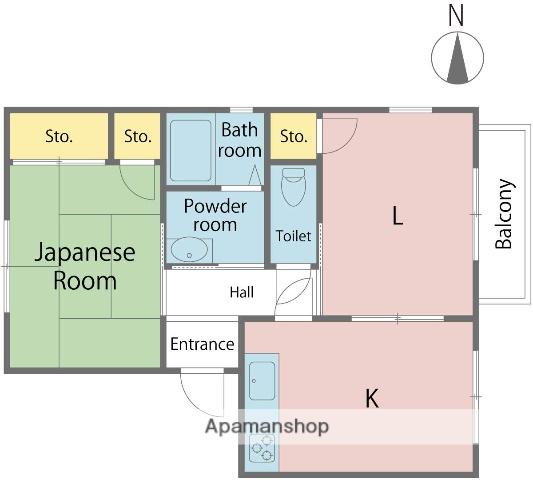 フレグランスタウンC(2DK/1階)の間取り写真