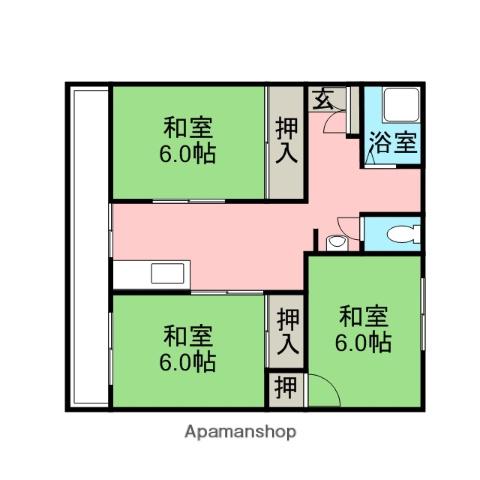 鶴見台第二ビル(3DK/2階)の間取り写真