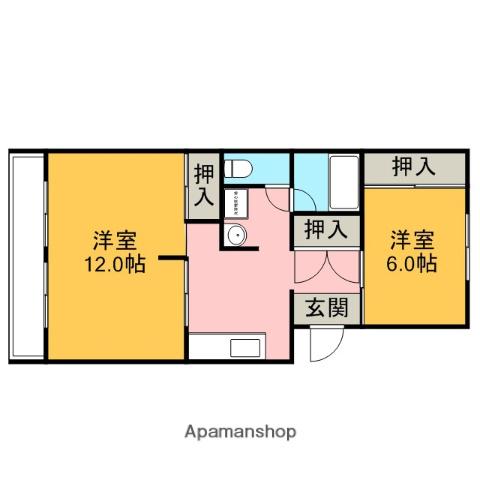 コーポ坪根(2DK/4階)の間取り写真