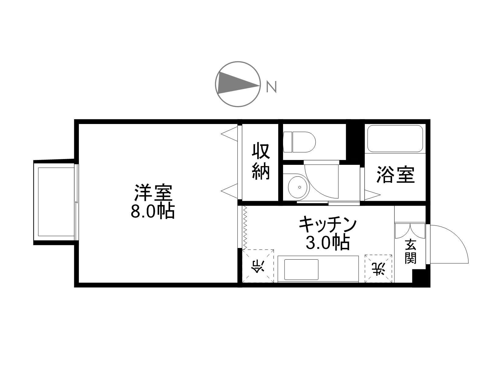 SEJOURキャラ(1K/1階)の間取り写真