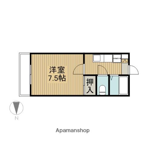 ファインビューⅡ(1K/1階)の間取り写真