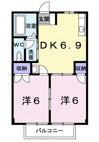 グリーンコーポ大神(2DK/2階)の間取り写真