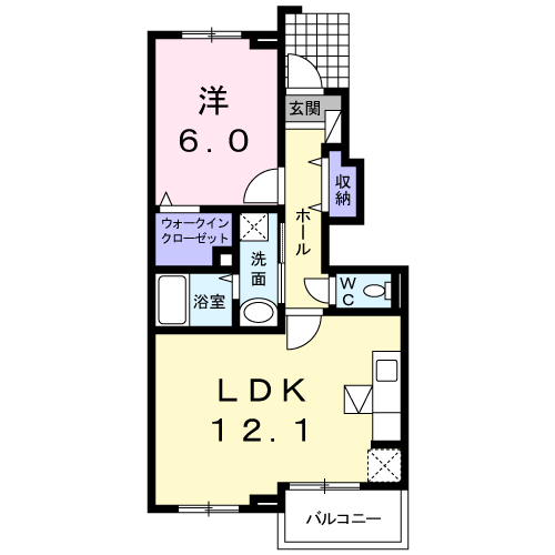 セレノガーデン(1LDK/1階)の間取り写真