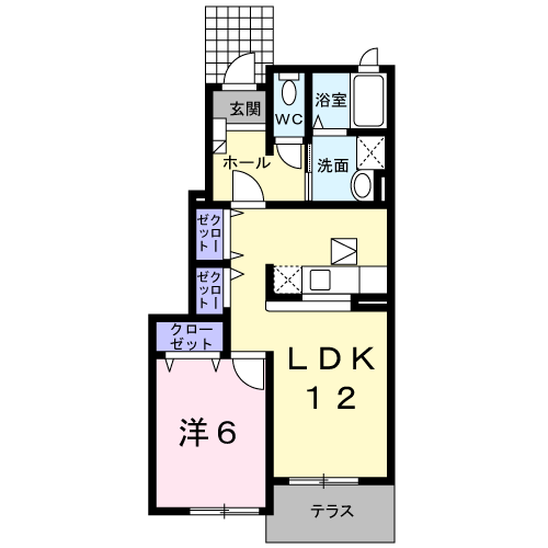 ビュー愛里洲(1LDK/1階)の間取り写真