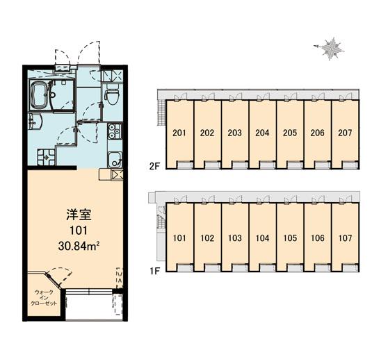 レオネクストディライトⅡ(1K/1階)の間取り写真