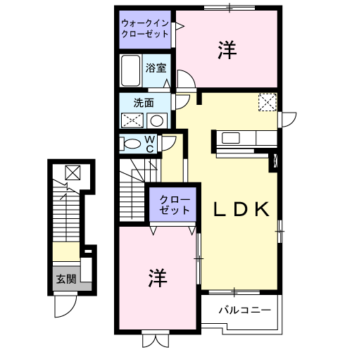 スパダⅡ(2LDK/2階)の間取り写真