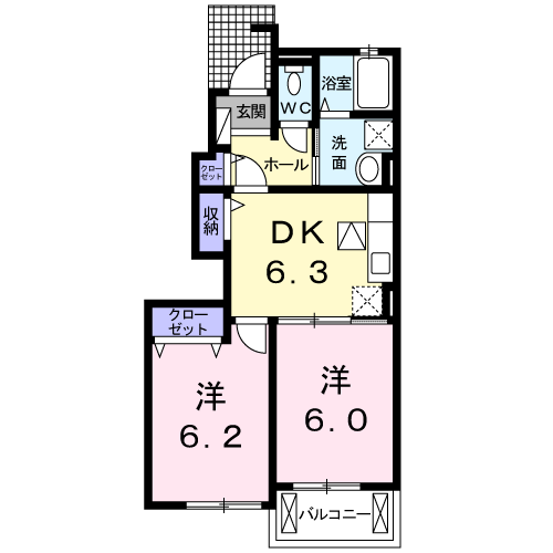 メゾン・ド・青山(2DK/1階)の間取り写真